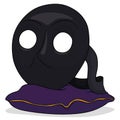 Traditional black Moretta mask on a purple cushion, Vector illustration