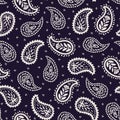 Traditional Black and White Paisley Vector Seamless Pattern. Hand-Drawn Classic Background Shawl Print