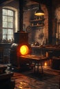 Traditional Blacksmith Shop: Glowing Forge in a Rustic Interior, Portrait Images Generative AI Royalty Free Stock Photo