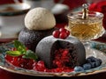 A traditional blood pudding presented on a platter Royalty Free Stock Photo