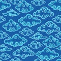 Traditional Blue Batik Cloud Abstract Pattern