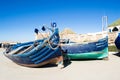 Traditional blue boats in Essaouira, Morocco