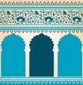 Traditional blue Indian saree temple design