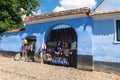 Traditional blue painted old saxon house, Transylvania, Romania