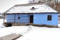 Traditional blue romanian clay rural house