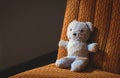 Traditional Blue Soft Toy Teddy Bear Sat Alone On A Chair