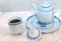 Traditional Blue and White Chinese Tea Set Royalty Free Stock Photo