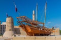 Traditional boat in the Al Fahidi Fort in Dubai, U Royalty Free Stock Photo