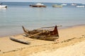 Traditional boat carved from a tree trunk, Nosi Be, Madagascar, Royalty Free Stock Photo