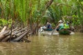 MY THO, VIETNAM - NOVEMBER 24, 2018: Traditional boat. Mekong River in My Tho city. Mekong Delta region of southern Vietnam Royalty Free Stock Photo