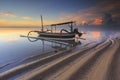 Traditional boat reflections in the morning Royalty Free Stock Photo