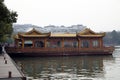 Traditional boat restaurant at the West Lake in Hangzhou, China Royalty Free Stock Photo