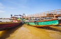 Traditional boat for transportation in Musi River, Palembang, Indonesia. Royalty Free Stock Photo