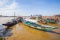 Traditional boat for transportation in Musi River, Palembang, Indonesia. Royalty Free Stock Photo