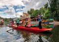 Traditional boat vendor on canals of Xochimilco