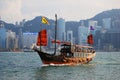 Traditional boat in Victoria harbour of Hong Kong, China Royalty Free Stock Photo