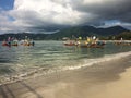 Traditional boats on coastline, Thailand