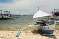 Traditional boats detail. Tulubhan beach. Boracay Island. Aklan. Western Visayas. Philippines Royalty Free Stock Photo