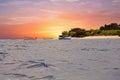 Traditional boats at Gili Meno island beach, Indonesia at sunset