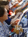 Traditional Bobbin Lace thread handcrafted textile side vertical