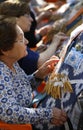 Traditional Bobbin Lace thread handcrafted textile vertical Royalty Free Stock Photo