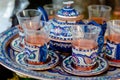 Traditional bosnian tea set for sale at the market Royalty Free Stock Photo
