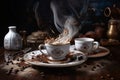 Traditional Bosnian Turkish Coffee: An Explosion of Flavor coffee splash - Ai generated