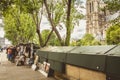 Traditional Bouquiniste booth on the edge of the Seine Royalty Free Stock Photo