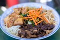 Traditional Bowl of Vietnamese Bun Vermicelli Rice Stick Salad Royalty Free Stock Photo