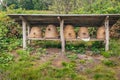 Traditional braided straw beehives