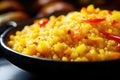 Traditional Brazilian breakfast: couscous kuskus porridge with vegetables