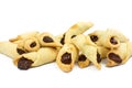 Traditional Brazilian buttered cookies stuffed with guava paste called goiabinha ou beliscÃÂ£o isolated in white background