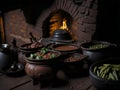 Traditional Brazilian food being prepared in clay pots and in the old and popular wood stove. Ai Generated Royalty Free Stock Photo