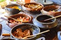 Traditional Brazilian food being prepared in clay pots Royalty Free Stock Photo