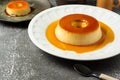 Traditional Brazilian pudding known as pudim de leite or flan