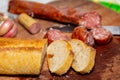 Traditional bread with rustic colonial salami known in Brazil as \