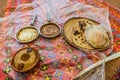 Traditional breakfast in a restaurant in Abha, Saudi Arab Royalty Free Stock Photo