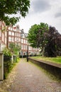 Traditional Brick Building along a Footpath in Amsterdam City Centre