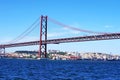 The traditional bridge over the river tagus (tejo) Royalty Free Stock Photo