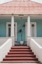 Traditional bright-coloured house in Speightstown, Barbados.