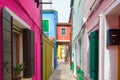 Colorful houses on the island of Burano near Venice