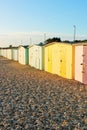 Traditional British beach huts at Uk seaside