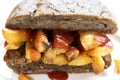 Traditional british chip butty sandwich Royalty Free Stock Photo