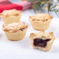 Traditional British Christmas mince pies with a fruit filling, square format Royalty Free Stock Photo