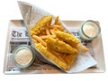 Traditional British fish and chips, isolated