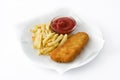 Traditional British fish and chips isolated on