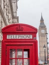 Traditional British phone booth with Big Ben - 9 Royalty Free Stock Photo