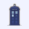 Traditional British police box. A Blue Police Telephone Box Isolated on White Background