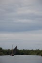 Traditional British sailing boat: a Norfolk Wherry, on a grey day Royalty Free Stock Photo