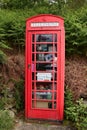 Traditional British telephone box also used as a food larder for community